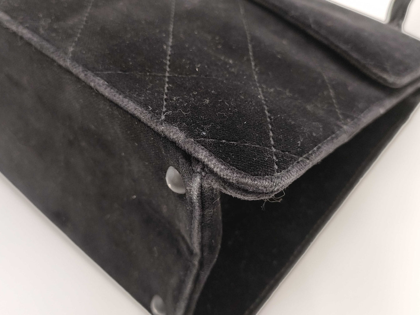 CHANEL Matelasse Velour Black Shoulder Bag with Black Hardware
