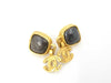 CHANEL CHANEL Coco Mark Swing Earrings with Black Stone