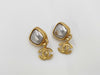 CHANEL CHANEL Gold Coco Earrings with Silver Stone