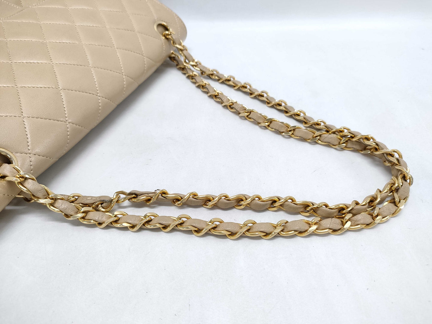 CHANEL Matelasse Matelasse 26 Double Flap Beige Shoulder Bag