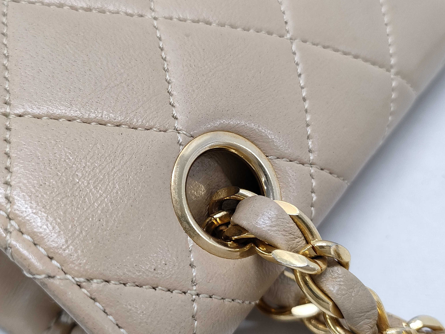 CHANEL Matelasse Matelasse 26 Double Flap Beige Shoulder Bag
