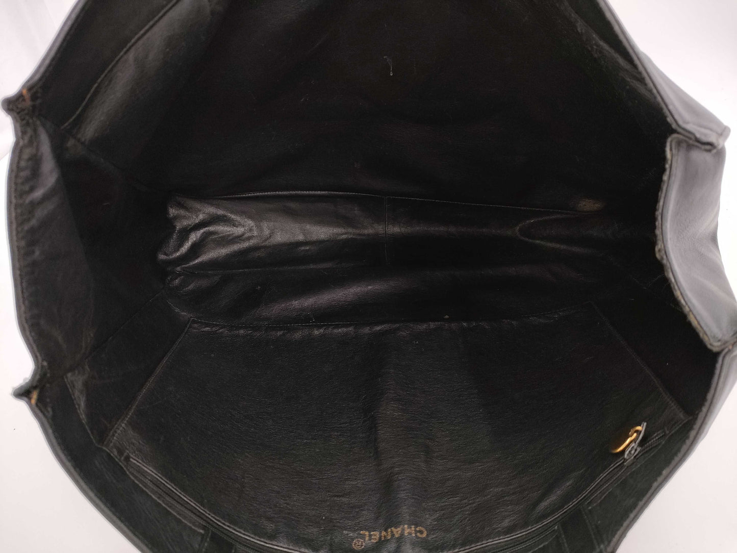 CHANEL CHANEL Leather Chain Shoulder Tote Bag with Large Coco Mark