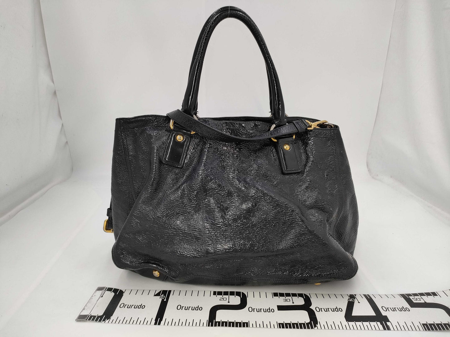 PRADA PRADA Patent Leather Hand Shoulder Tote Bag 2WAY Bag
