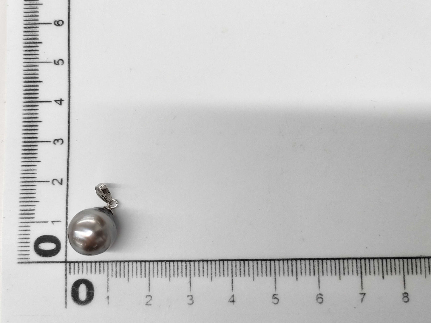 Black South Sea Pearl Pendant Top, Approx. 10.5mm Diameter, PT850, 1.8g