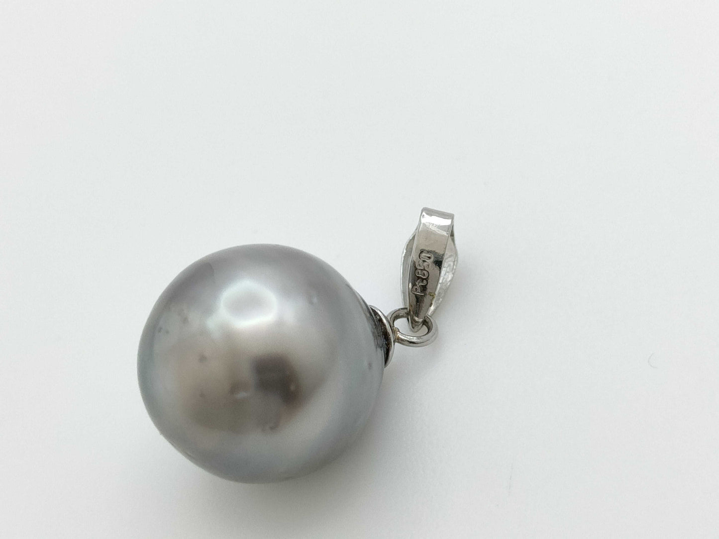 Black South Sea Pearl Pendant Top, Approx. 10.5mm Diameter, PT850, 1.8g