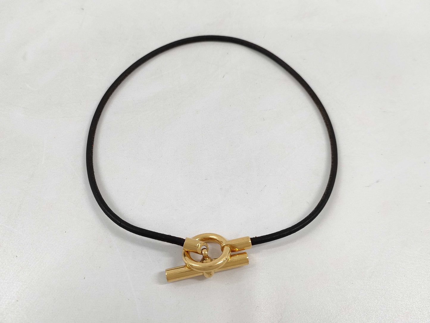 HERMES Grennan Choker Dark Brown GP Necklace