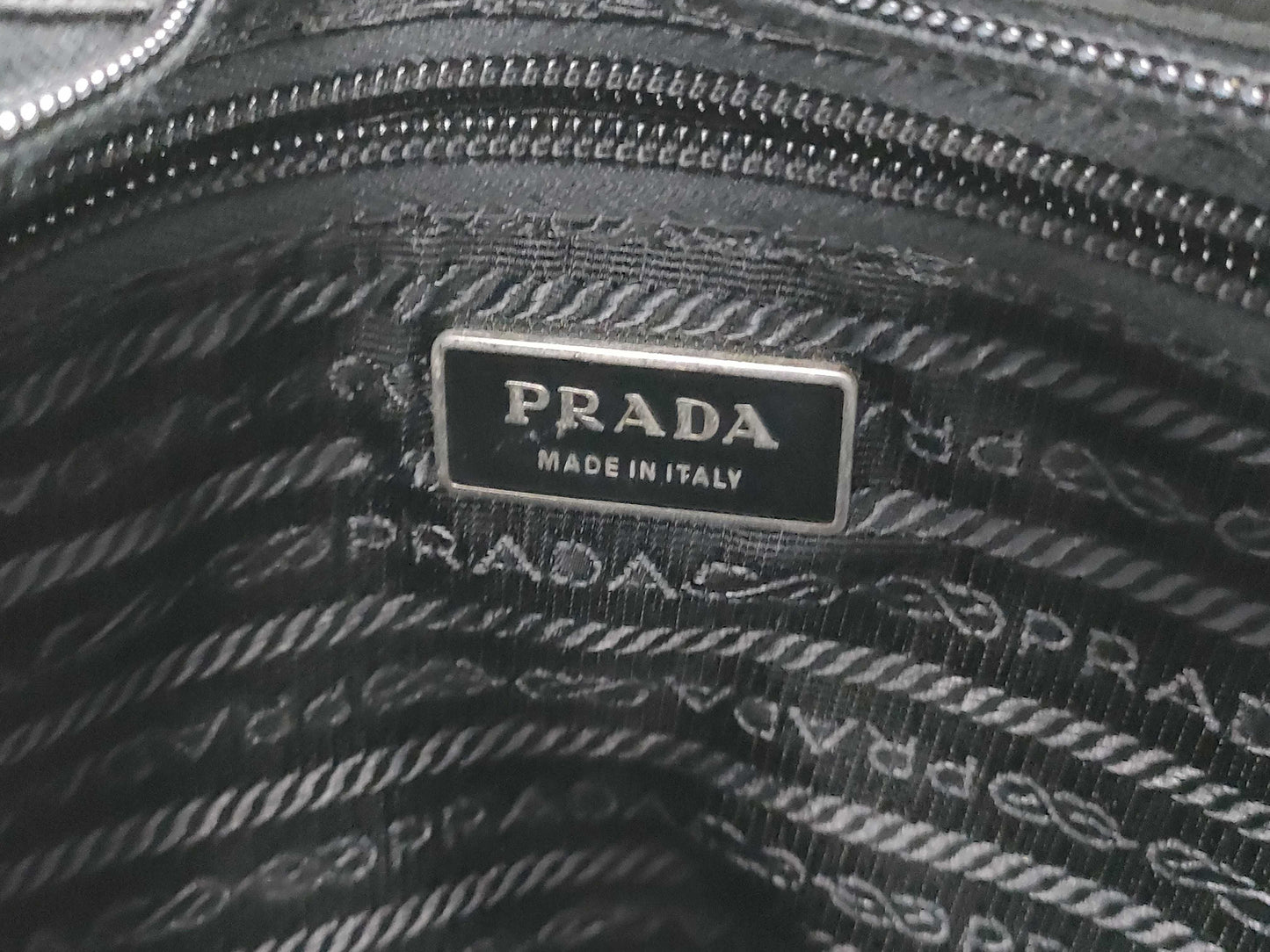 PRADA Nylon Prada Shoulder Bag with Triangle Logo in Black