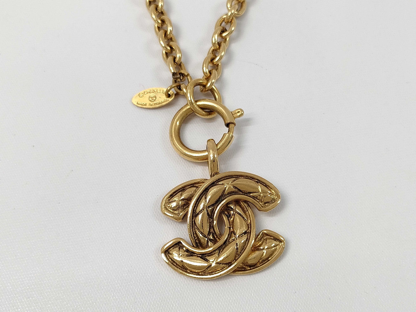 CHANEL CHANEL Coco Mark Matelasse Gold Necklace