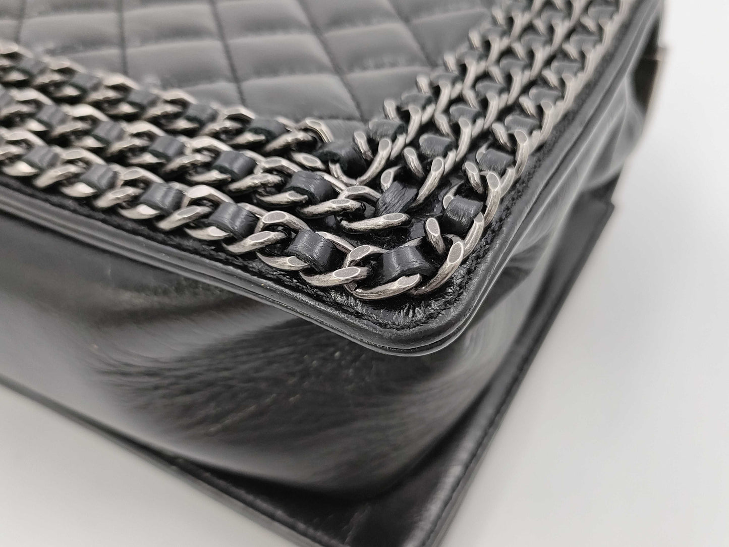 CHANEL Boy Chanel Matelasse Chain Shoulder Bag, Black, 20 Series