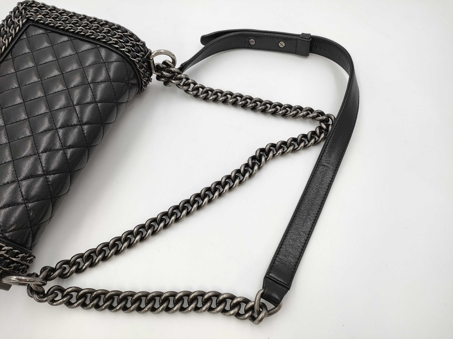 CHANEL Boy Chanel Matelasse Chain Shoulder Bag, Black, 20 Series