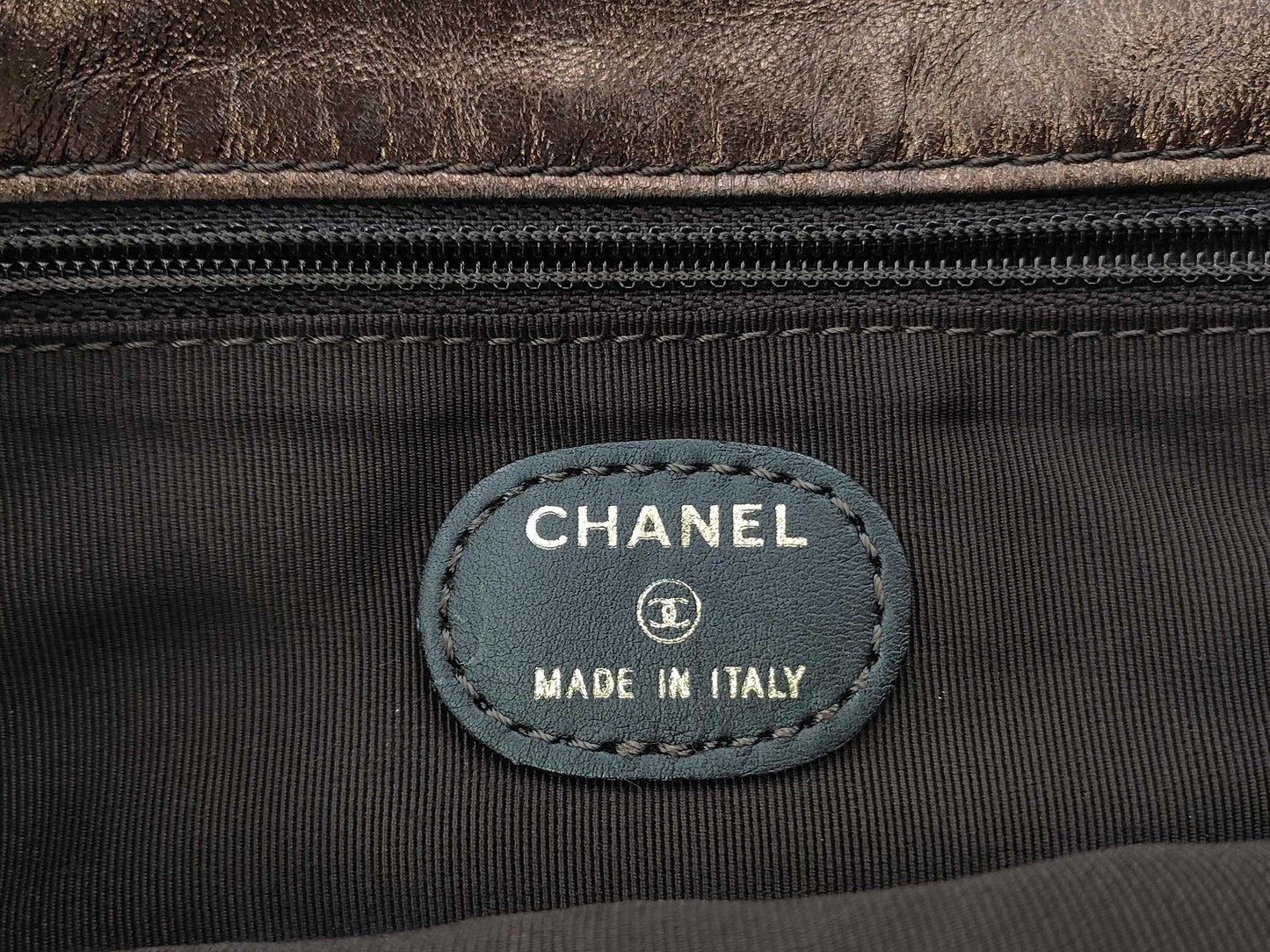 CHANEL Leather Shoulder Bag, Metallic Brown, No. 5, Shoulder Bag