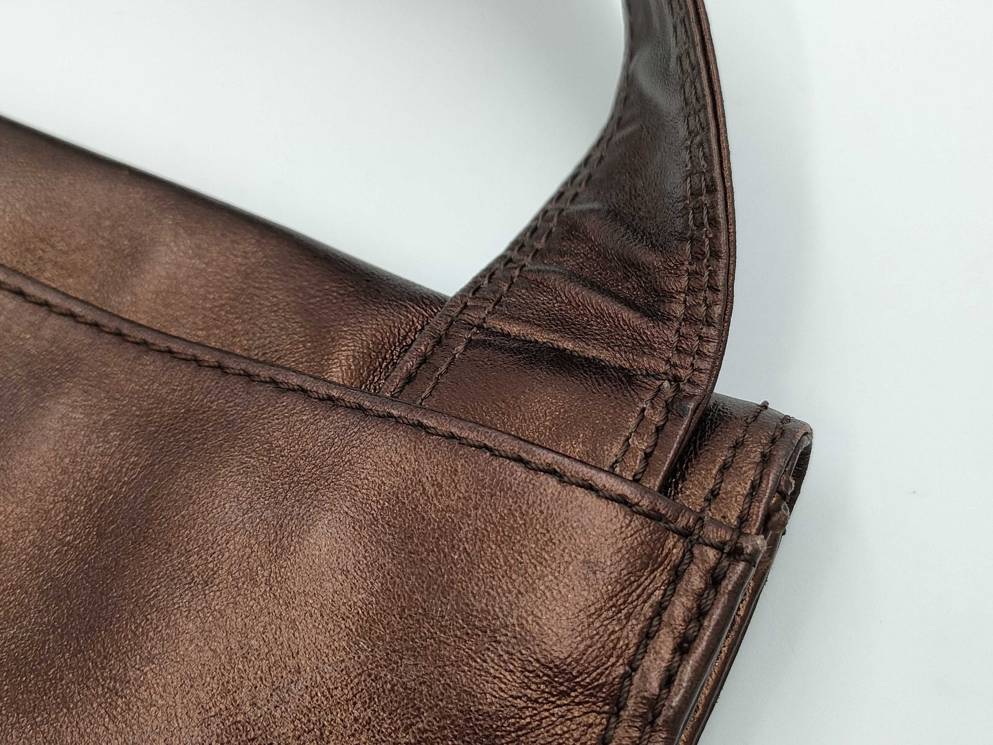 CHANEL Leather Shoulder Bag, Metallic Brown, No. 5, Shoulder Bag