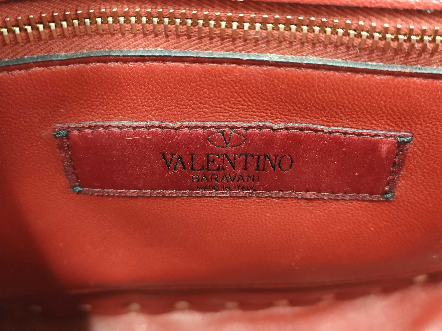 VALENTINO Enamel Studded Red Shoulder Bag