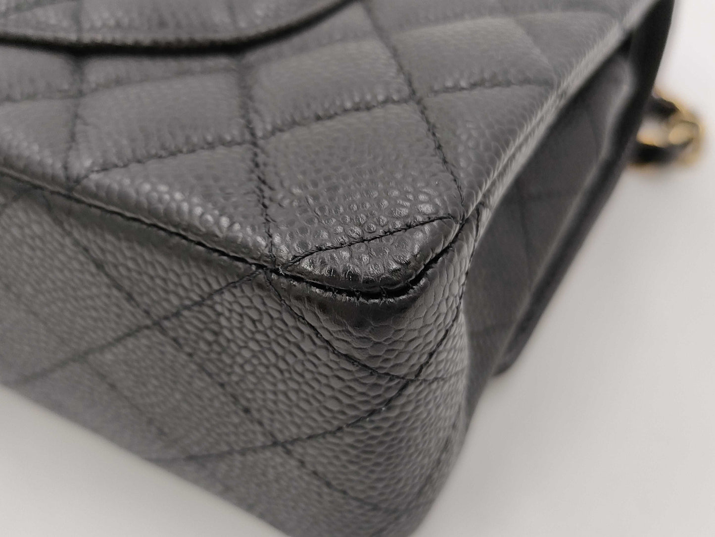 CHANEL Caviar Skin Double Flap 25 Plate Black Shoulder Bag