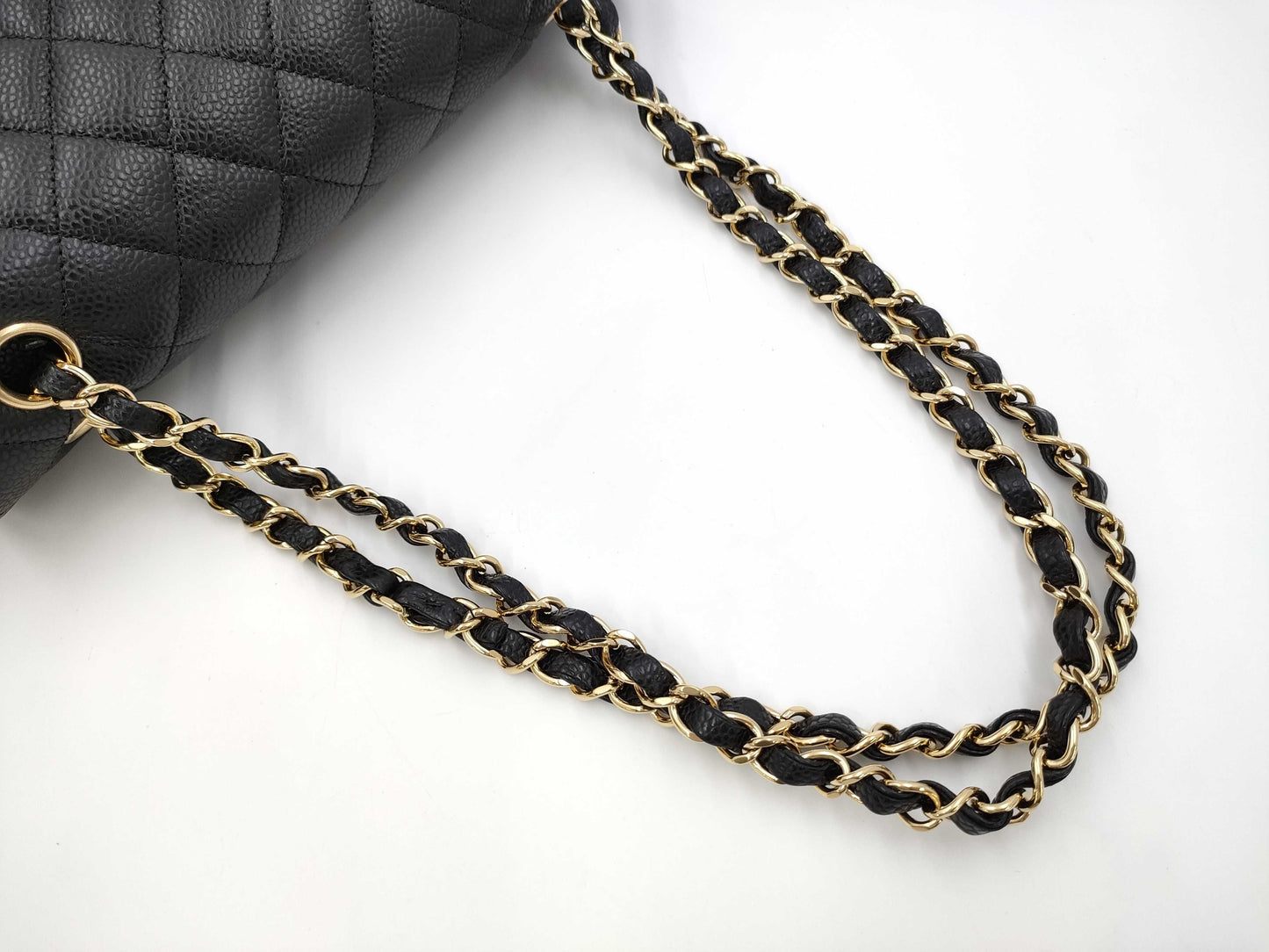 CHANEL Caviar Skin Double Flap 25 Plate Black Shoulder Bag