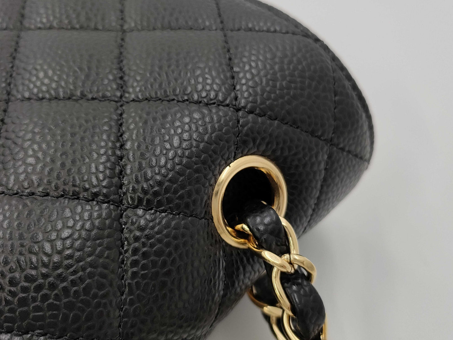 CHANEL Caviar Skin Double Flap 25 Plate Black Shoulder Bag