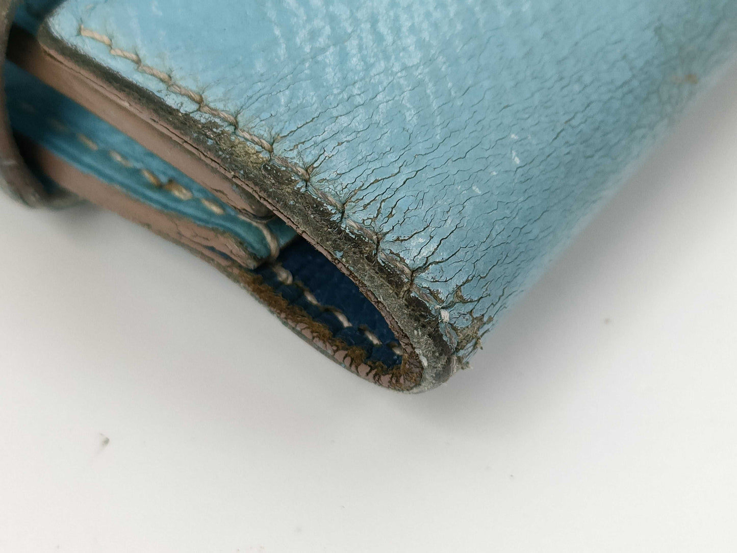 HERMES Kelly Wallet □O Blue Jean Wallet
