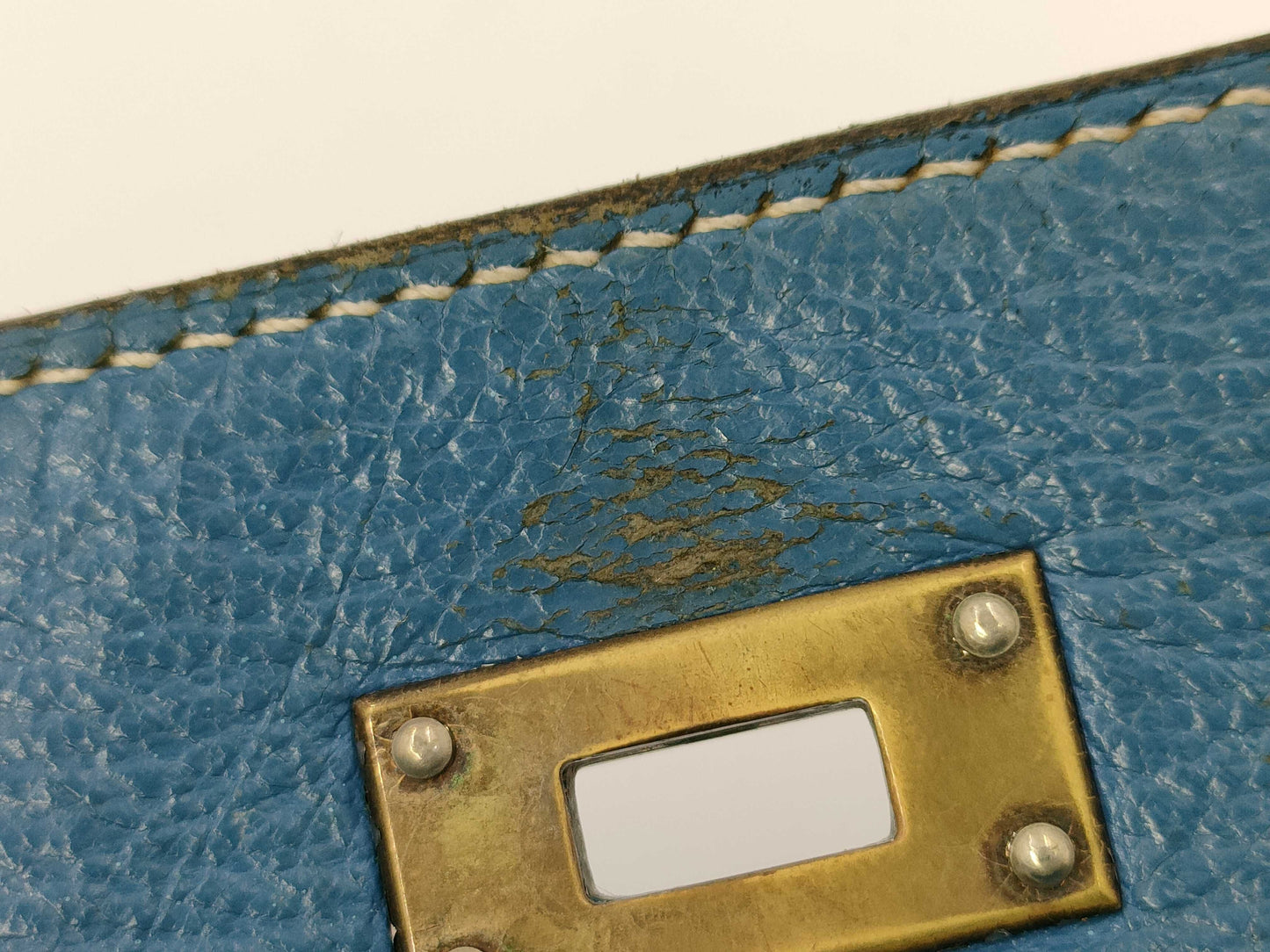 HERMES Kelly Wallet □O Blue Jean Wallet