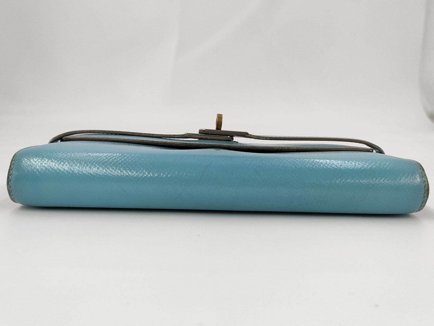 HERMES Kelly Wallet □O Blue Jean Wallet