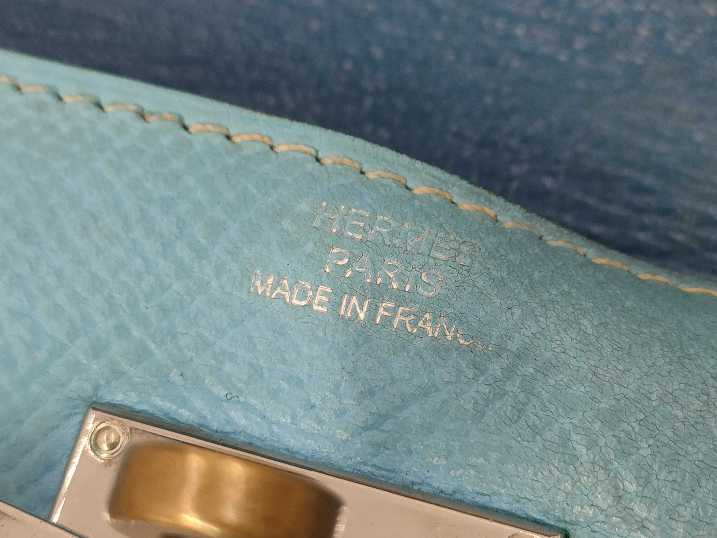HERMES Kelly Wallet □O Blue Jean Wallet