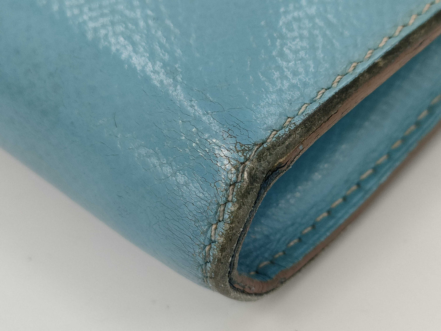 HERMES Kelly Wallet □O Blue Jean Wallet