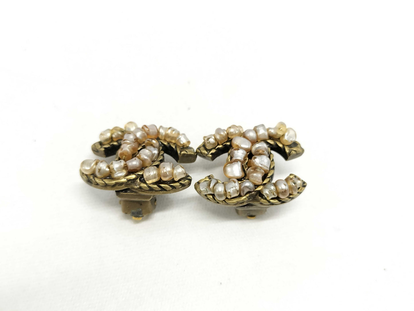 CHANEL Pearl Coco Mark Earrings