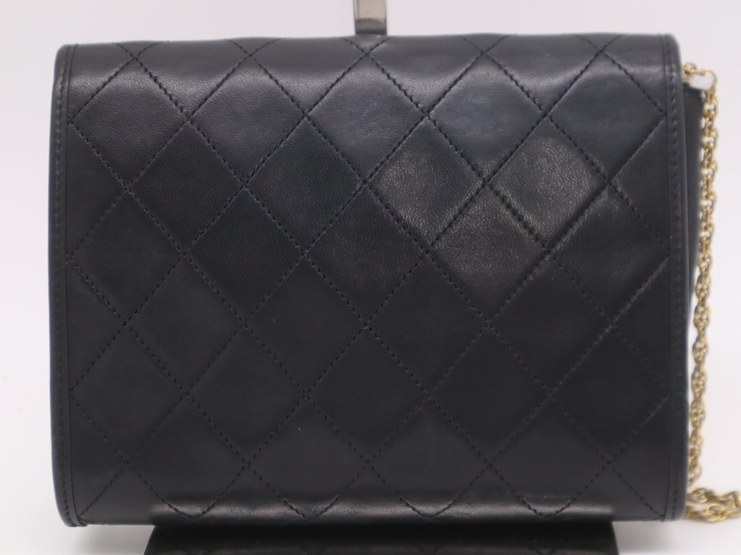 CHANEL Lambskin Mini Matelasse 17 Shoulder Bag with Small Flap, Small Chain, Gold Hardware, Black Seal, 242422