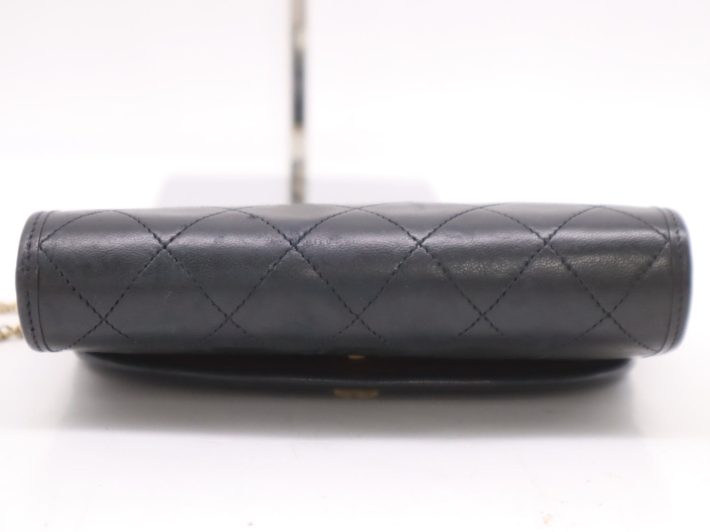 CHANEL Lambskin Mini Matelasse 17 Shoulder Bag with Small Flap, Small Chain, Gold Hardware, Black Seal, 242422
