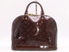 LOUIS VUITTON M91611 Vernis Alma PM Amaranth Handbag with Cadena, 2 Keys, and Cloche