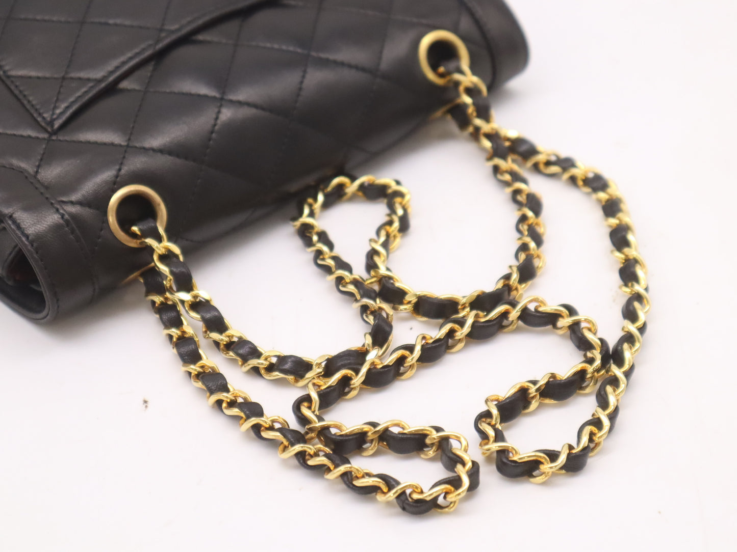 CHANEL Lambskin Matelasse 22 Double Flap Double Chain Turnlock Paris Limited Edition Black Seal Card 3400036 Shoulder Bag