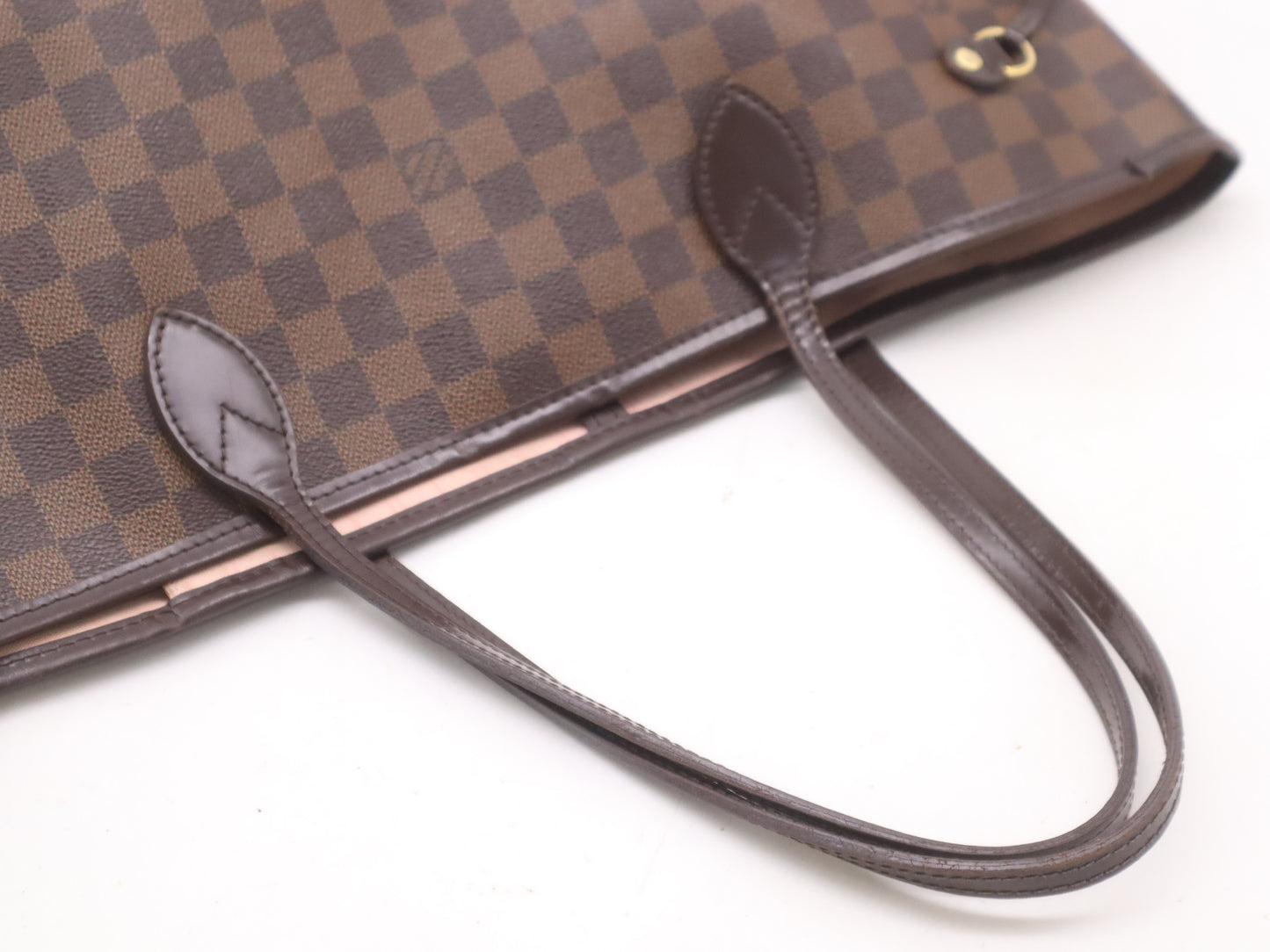 LOUIS VUITTON N41603 Damier Neverfull MM Ebene Rose Ballerine Tote Bag