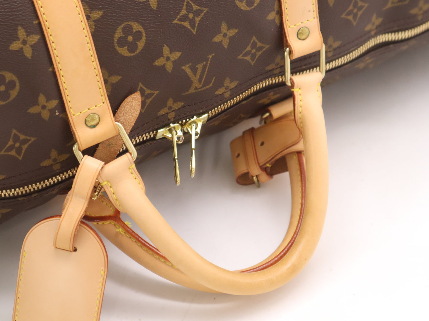LOUIS VUITTON M41412 Monogram Keepall Bandouliere 60 Boston Bag with Shoulder Strap, Name Tag, and Poignier