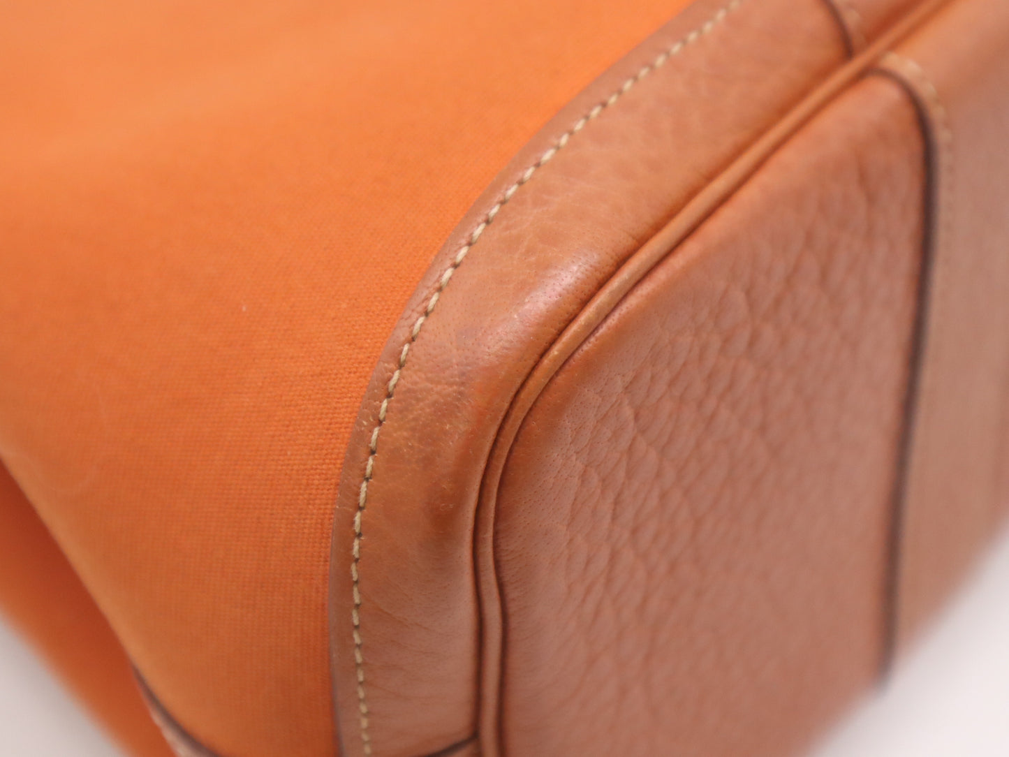 HERMES Toile Officier Leather x Toile Officier Garden Party TPM Potiron □I Stamp 2005 Tote Bag Orange Handbag