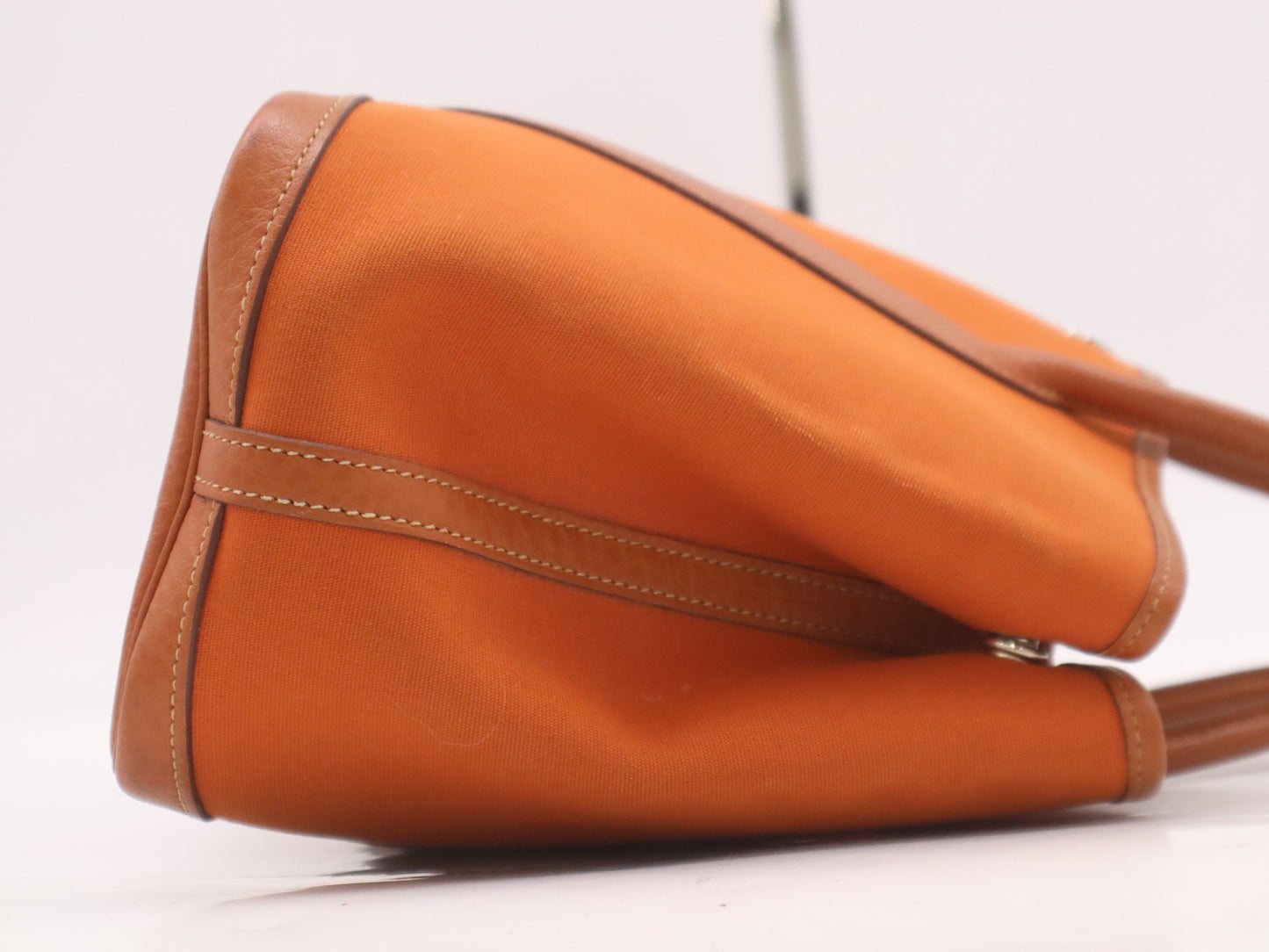 HERMES Toile Officier Leather x Toile Officier Garden Party TPM Potiron □I Stamp 2005 Tote Bag Orange Handbag