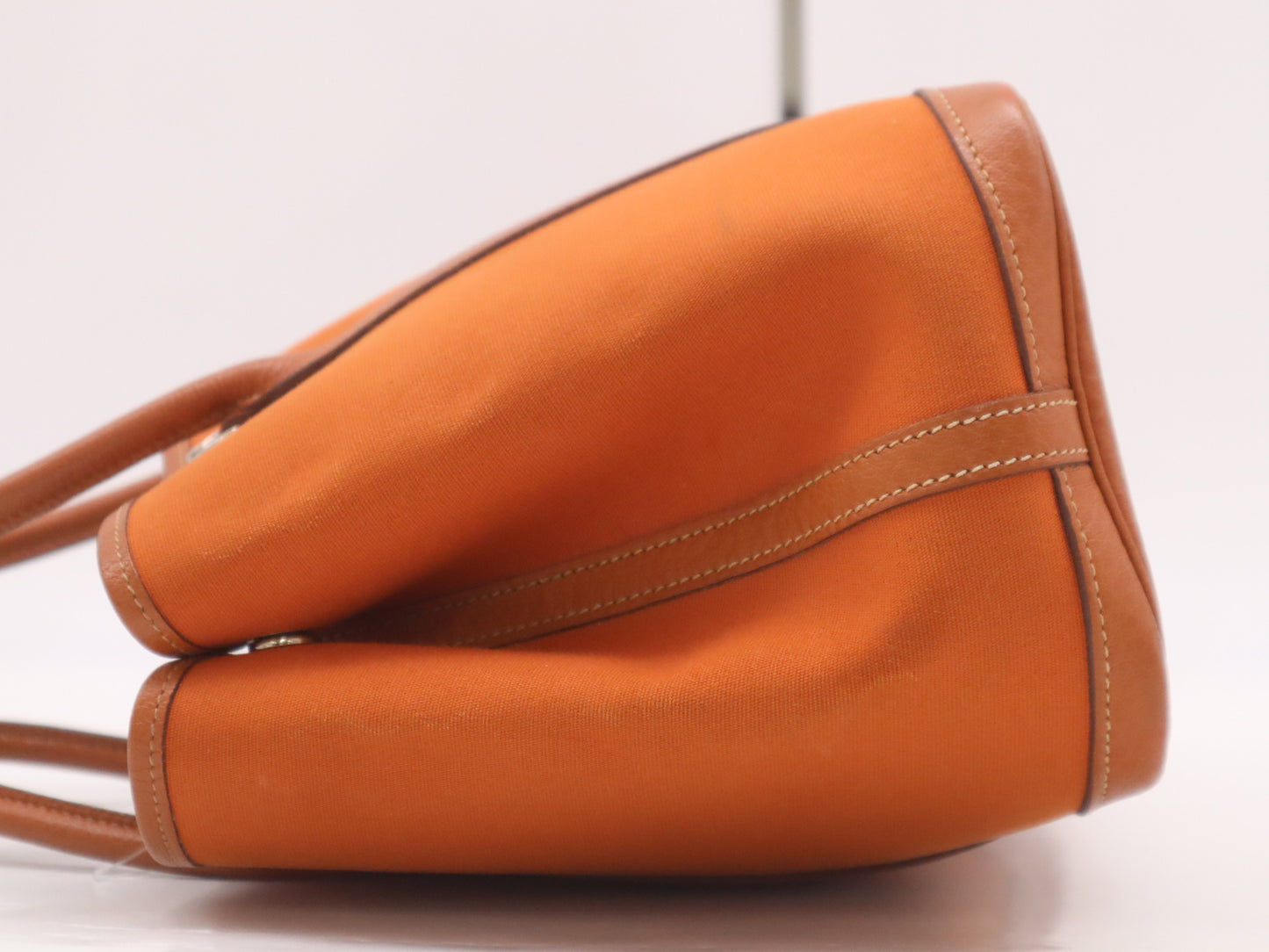 HERMES Toile Officier Leather x Toile Officier Garden Party TPM Potiron □I Stamp 2005 Tote Bag Orange Handbag