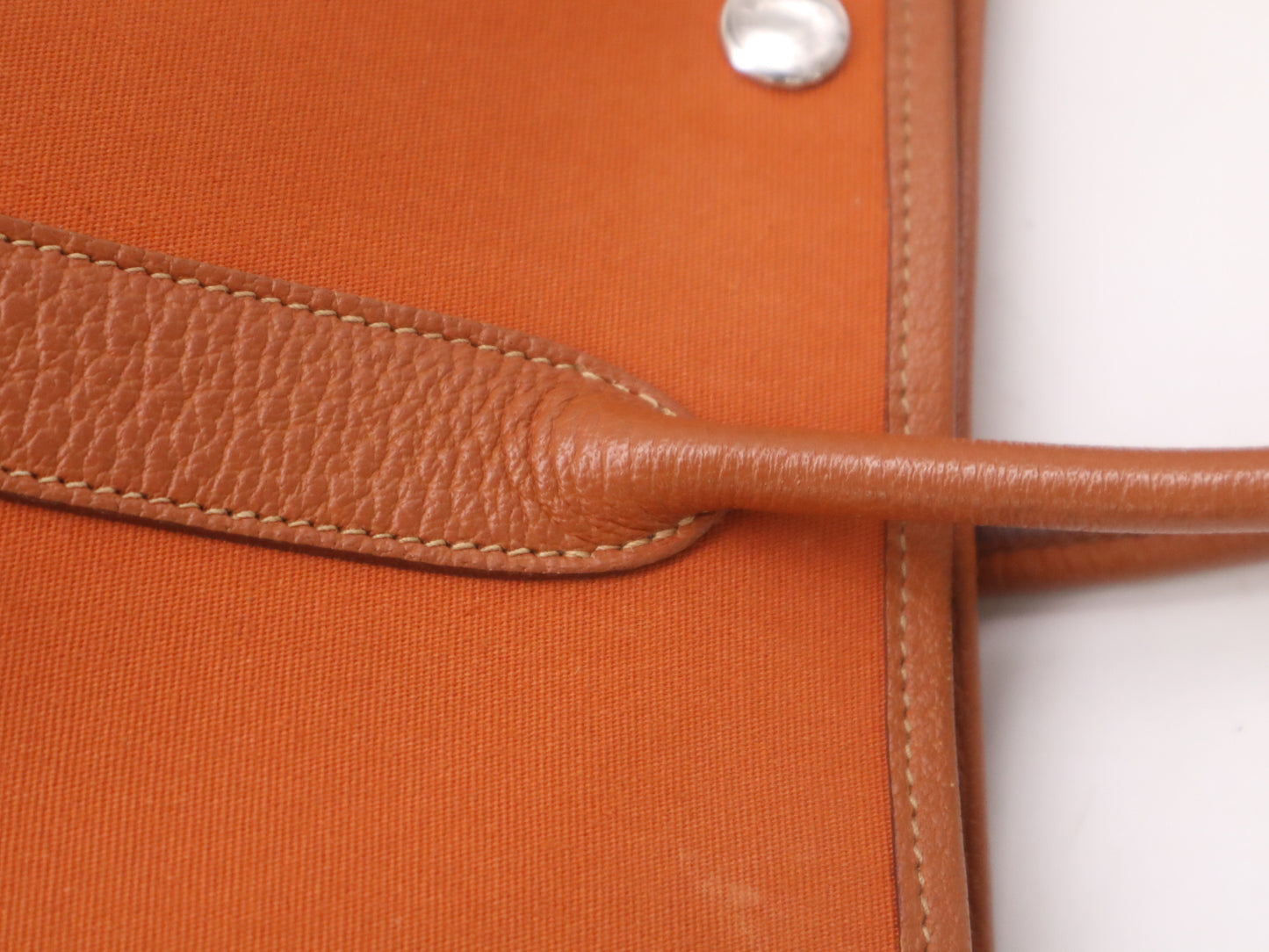 HERMES Toile Officier Leather x Toile Officier Garden Party TPM Potiron □I Stamp 2005 Tote Bag Orange Handbag