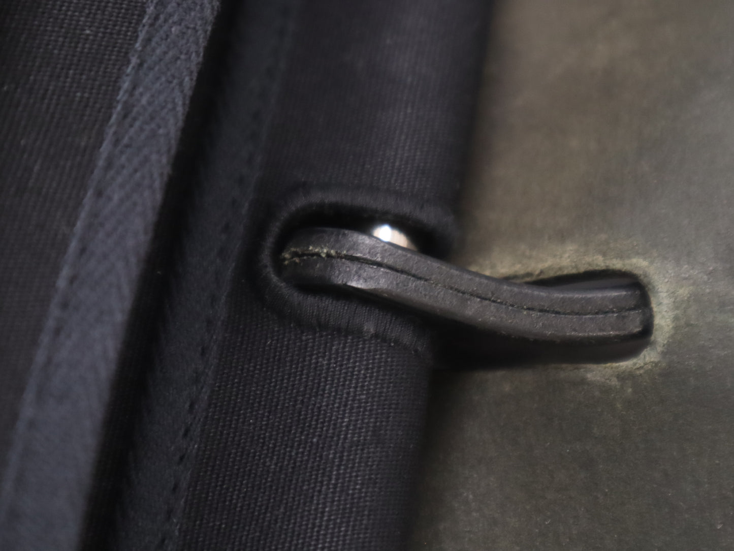 HERMES Toile Officier x Leather Air Bag MM □C Stamp 1999 Black Handbag with Padlock Strap