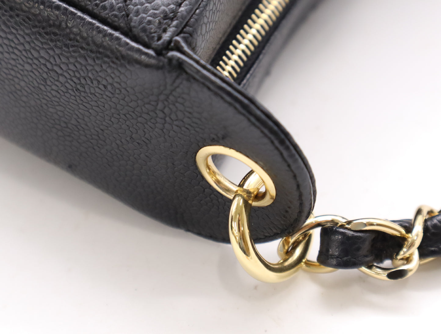 CHANEL Caviar Leather Matelasse Chain Shoulder Bag with GD Hardware, Black Card, 7073121, Dust Bag Included