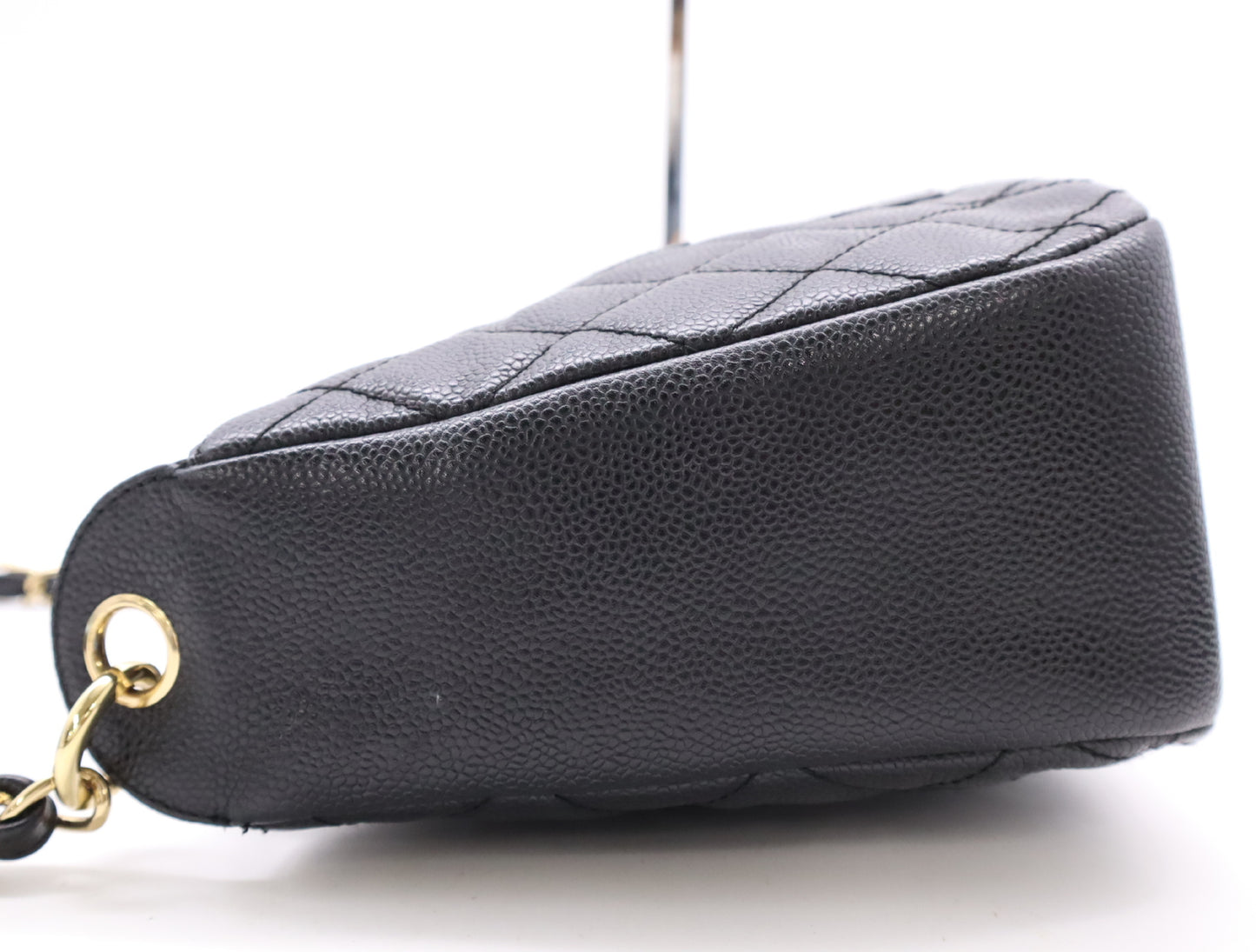 CHANEL Caviar Leather Matelasse Chain Shoulder Bag with GD Hardware, Black Card, 7073121, Dust Bag Included