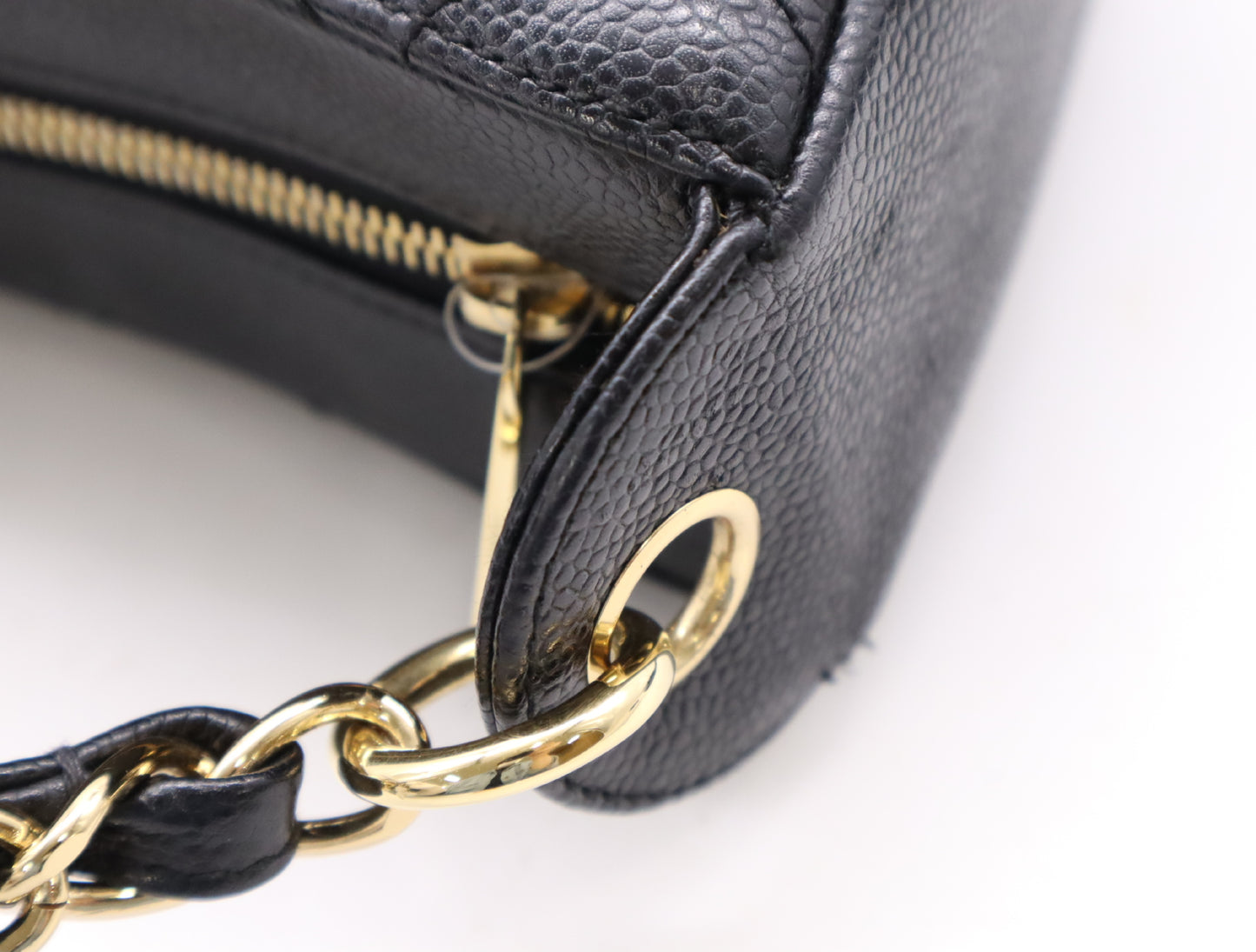 CHANEL Caviar Leather Matelasse Chain Shoulder Bag with GD Hardware, Black Card, 7073121, Dust Bag Included