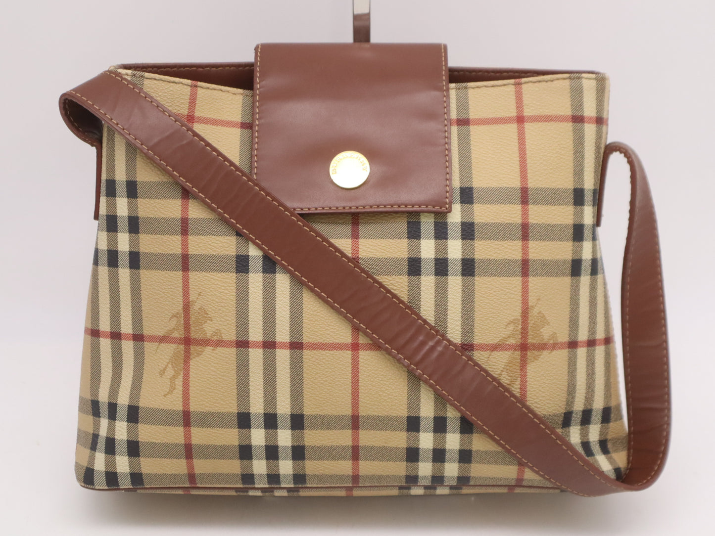 BURBERRY PVC x Leather Nova Check One-Shoulder Bag Brown Shoulder Bag