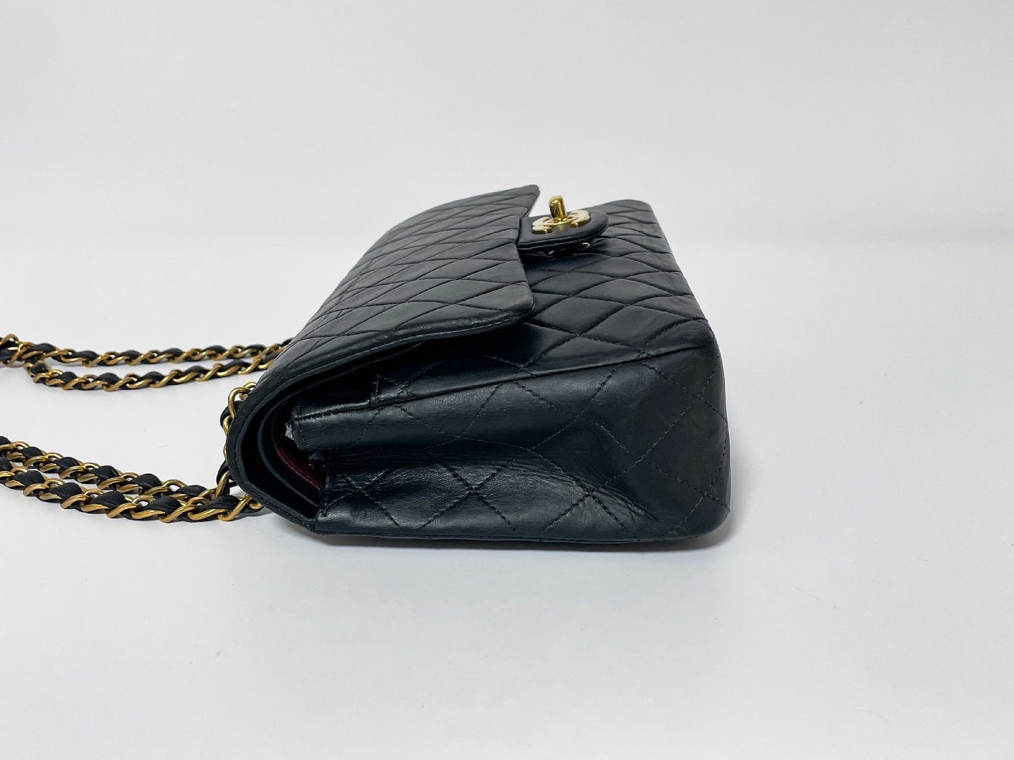 CHANEL Double Flap Matelasse Black Lambskin Shoulder Bag with Seal, No. 7
