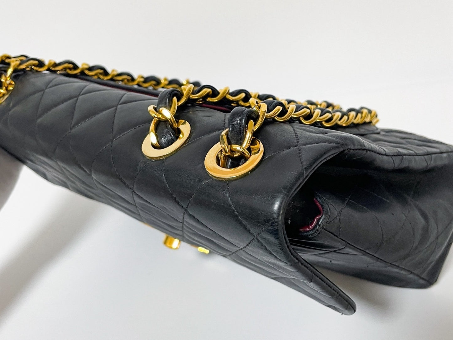 CHANEL Deca Matelasse Black Lambskin Shoulder Bag with Seal