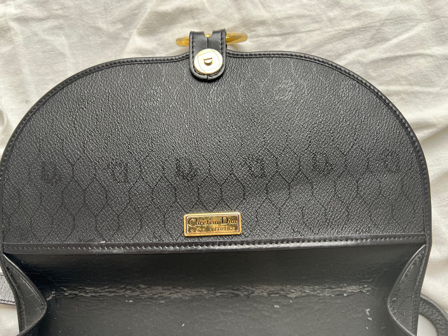 Dior Honeycomb Trotter Shoulder Bag in Black