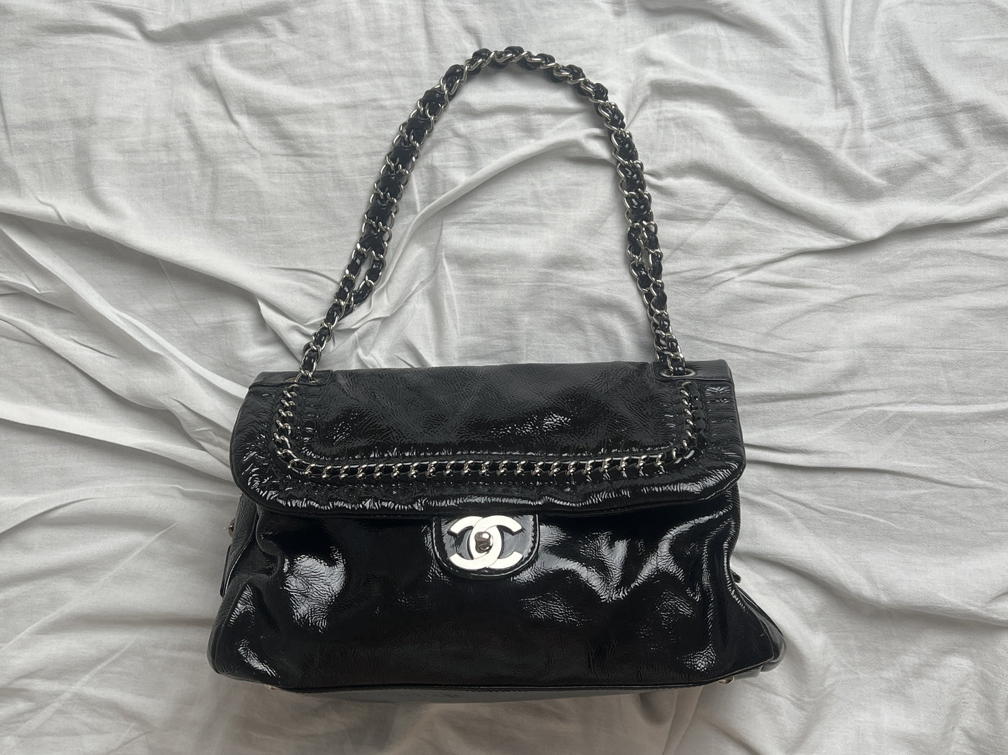 CHANEL Chanel Luxury Line Patent Shoulder Bag Chanel Luxury Line Shoulder Bag