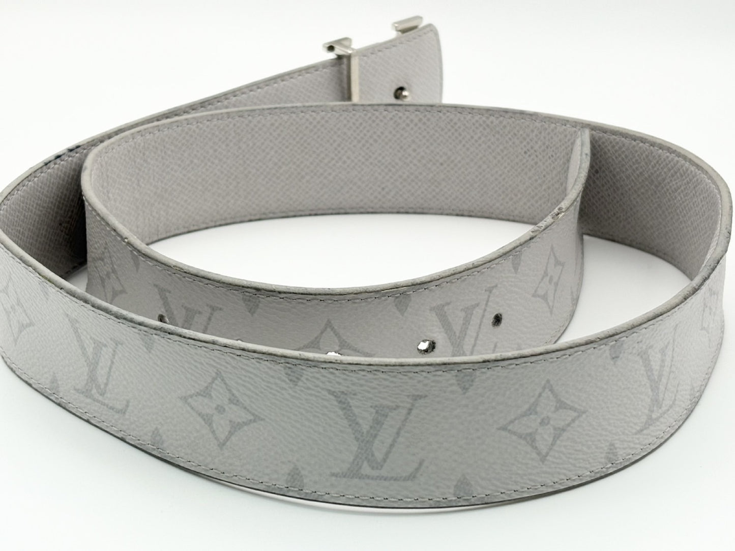 LOUIS VUITTON M0158 Monogram Centurion LV Initial 30mm Belt 85/34 Gray Belt