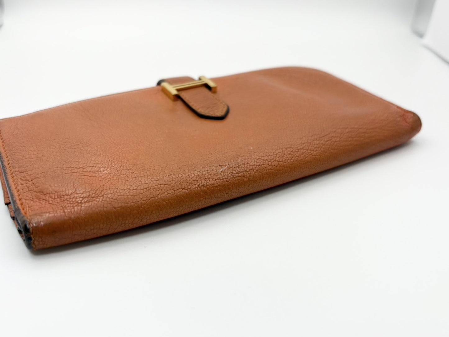 HERMES Bearn Chevre Mysore □N Wallet Orange Wallet
