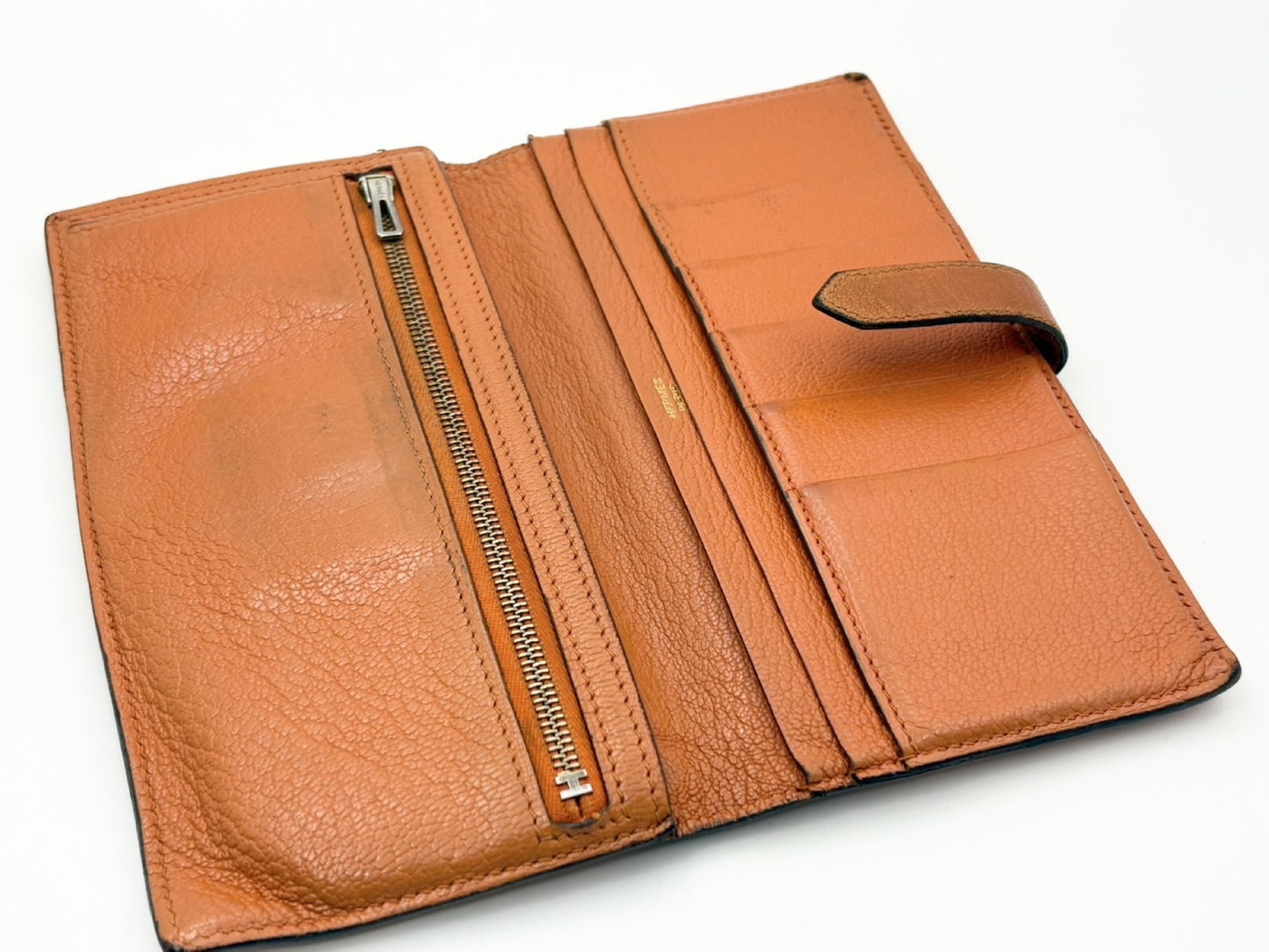 HERMES Bearn Chevre Mysore □N Wallet Orange Wallet