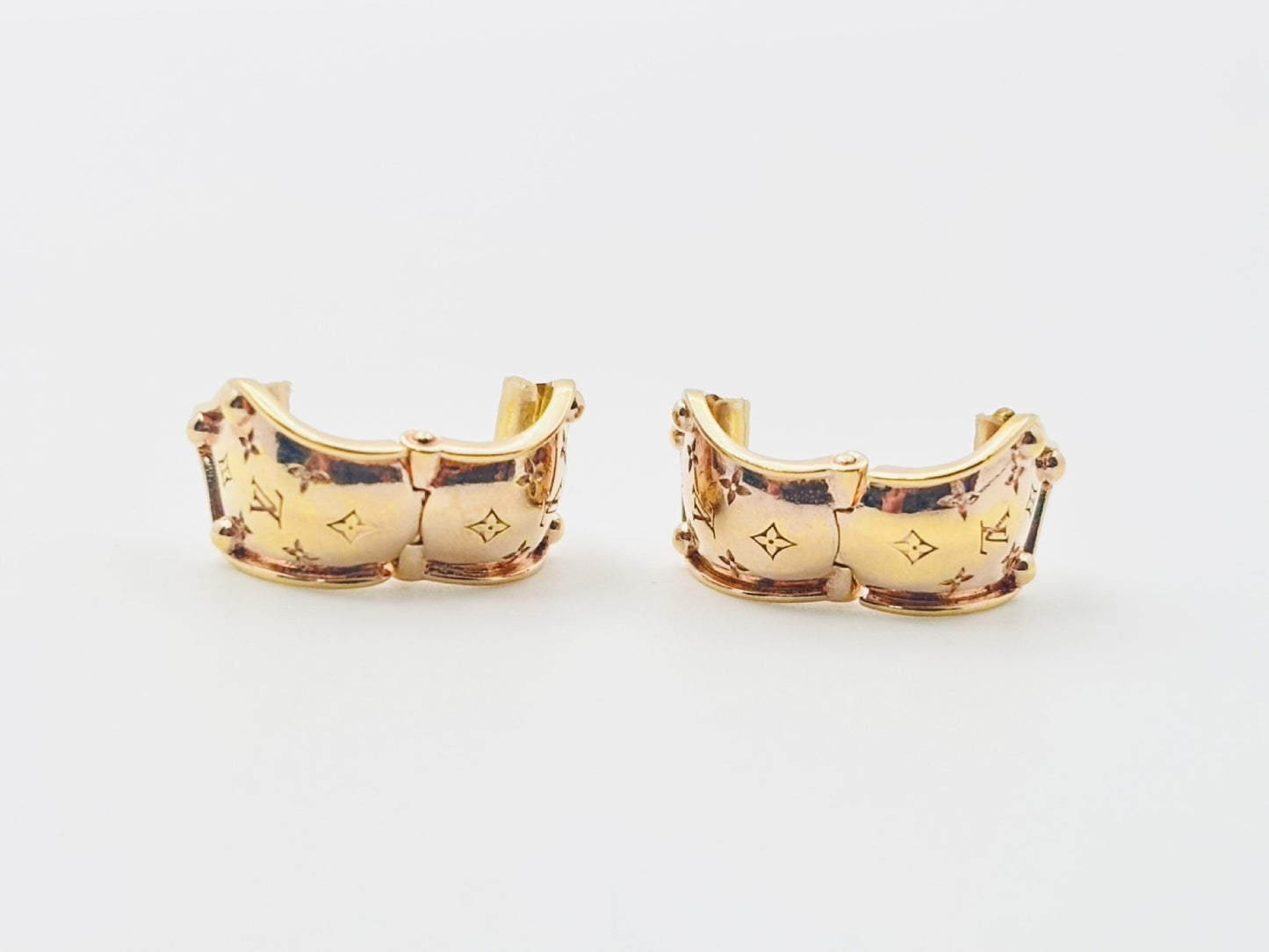 LOUIS VUITTON M69650 Boucle de Reuille Nanogram Pink Gold Earrings
