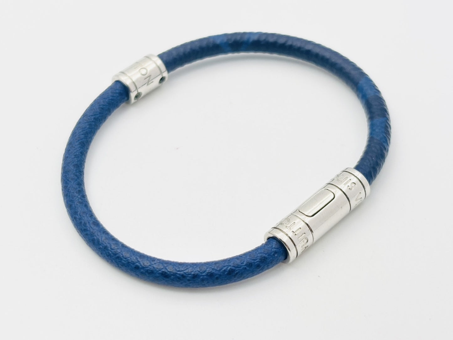 LOUIS VUITTON M8155E Neo Split Taigarama Bracelet, Blue, Current Model